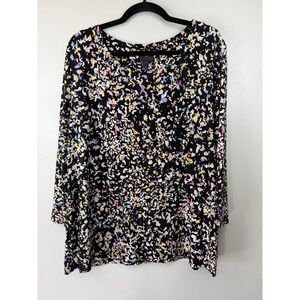 JM Collection Plus Size Black Speckled 3/4 Sleeve Pullover Size XXL